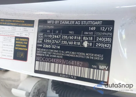 2018 Mercedes-Benz Glc 300 4Matic from USA, damaged, VIN WDC0G4KB9JV064182